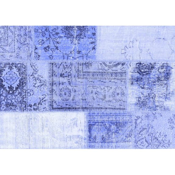 Ahgly Company Indoor Rectangle Patchwork Blue Transitional Area Rugs, 2' x 5'