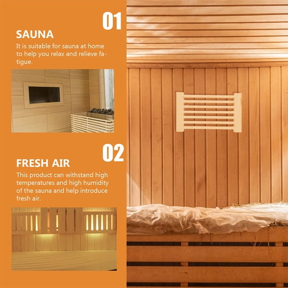 LOLIPPYY 1 Set of Heat Vent Covers Wooden Shutters Air Intake Khaki for Sauna Room Use and Ventilation