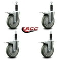 thumbnail image 2 of 5 Inch Gray Poly Swivel 1 Inch Expanding Stem Caster Set Total Lock Brake, 2 of 2