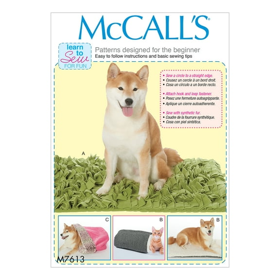 McCall's Sewing Pattern Pet beds with contrast and lining variations-One Size