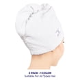 thumbnail image 2 of American Soft Linen 100% Cotton Turkish Hair Drying Towels, 2 Piece Quick Drying Hair Turban Towel Wrap, White, 2 of 6