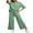 A Green, variant on DOKOTOO 2 Piece Outfits for Women Lounge Sets Half Sleeve Knit Sweater Tops Matching Set Wide Leg Pants Tracksuit 2XL