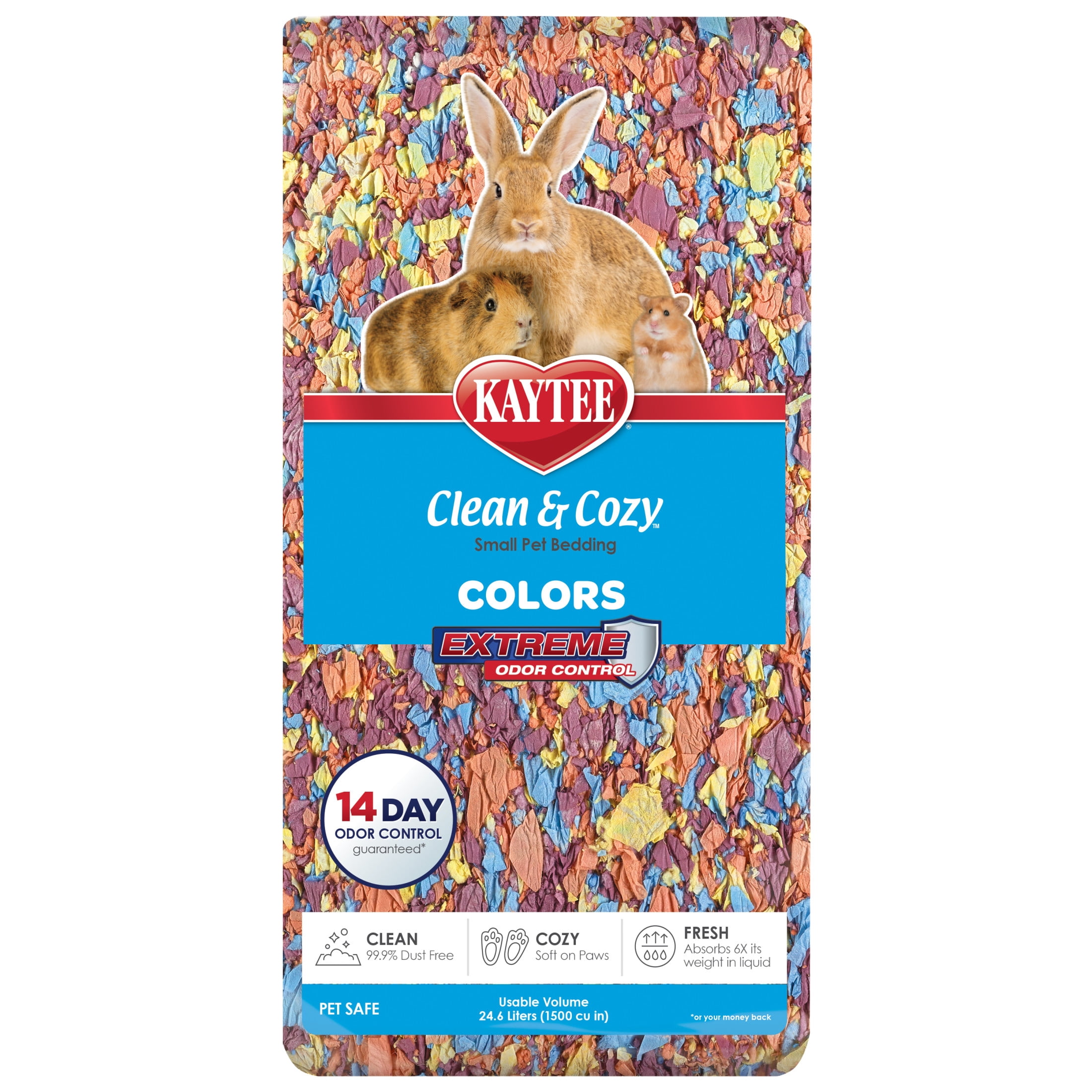(2 pack) Kaytee Clean & Cozy Colors Bedding, Kaleidoscope, 24.6 Liters