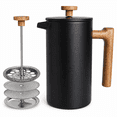 thumbnail image 7 of PLERISE French Press Coffee Maker 34 oz, Double Wall Stainless Steel Coffee Press with Real Wood Handle and Dual Filter Screen, Food Grade 18/8 Stainless Steel for Coffee and Tea,, 7 of 7
