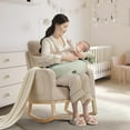 thumbnail image 4 of ChaoLink Rocking Chair, Wingback Accent Rocker Chair Upholstered Tall Back Arm Chair w/Side Pockets, Ursing Rubber Wood Legs and Side Pocket for Living Room, 4 of 8