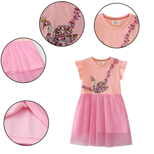 AJZIOJIRO Robe Princesse pour Filles, Robe en Tulle Simple et Douce pour Tout-Petits, Été, Délicatesse, Élégance, Décontractée