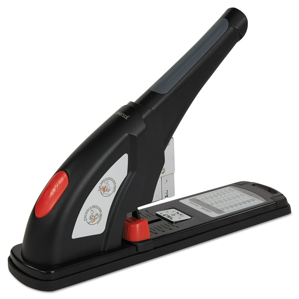 Universal HeavyDuty Stapler, 200Sheet Capacity, Black/Graphite/Red