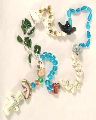 Noah's Ark Rosary - Hand Painted Ceramic and Glass Beads - 20' Long