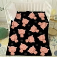 thumbnail image 5 of Cute Piggy Kawaii Pig Black Flannel Throw Blanket Warm Cozy Soft Funny Print Blankets for Bed Couch Sofa Room Decoration Gifts 40"×30" XSmall for Pets, 5 of 6