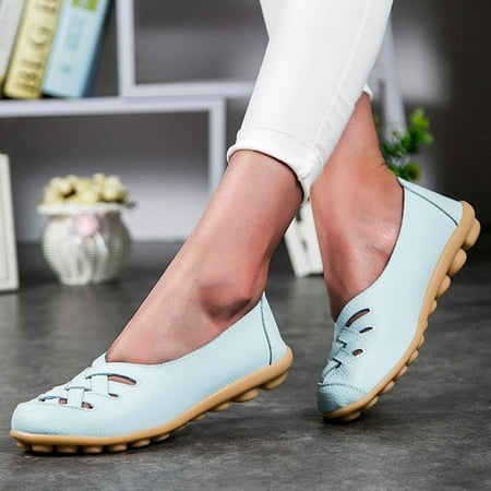 

GUOBIOZIY Ladies Fashion Leather Casual Sports Shoes Women s Fashion Loafer（Light Blue 7）