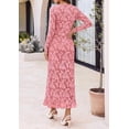 thumbnail image 6 of PRETTYGARDEN Women's Formal Maxi Floral Dresses with Slit Long Sleeve Ruffle Hem, Elegant Outfit for Wedding Guest & Cocktail Party, Bodycon Crewneck Mesh Dresses, Fall Fashion, 6 of 8