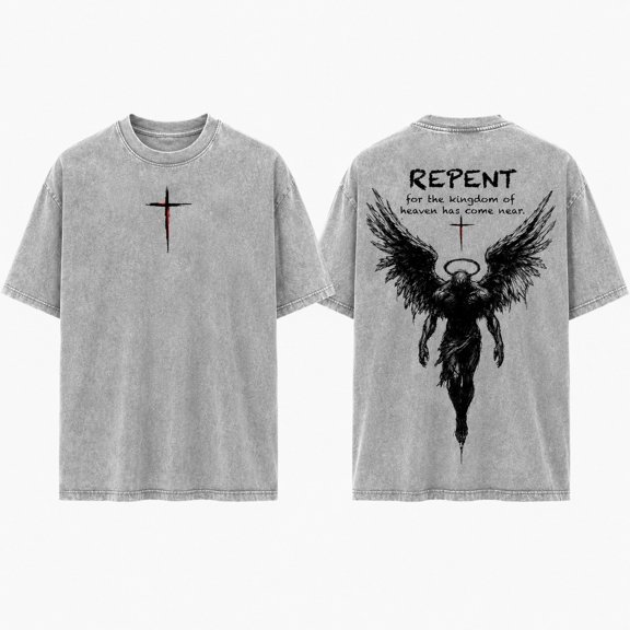 Repent Christian Graphic T-Shirt, Unisex Faith Angel Wings Tee