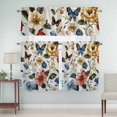 thumbnail image 5 of Spring Vintage Curtain Valances Set Red Blue Beige Flower Butterfly Oil Painting Kitchen Curtains 24&nbsp;inch Length Rod Pocket Valance and Tiers 3 Piece Set Small Bedroom Bathroom Laundry Decor, 5 of 9