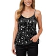 thumbnail image 2 of Sparkly Sequin Camisole Tops for Women V Neck Spaghetti Strap Shiny Sequins Cami Tank Top Rave Party Clubwear, 2 of 5