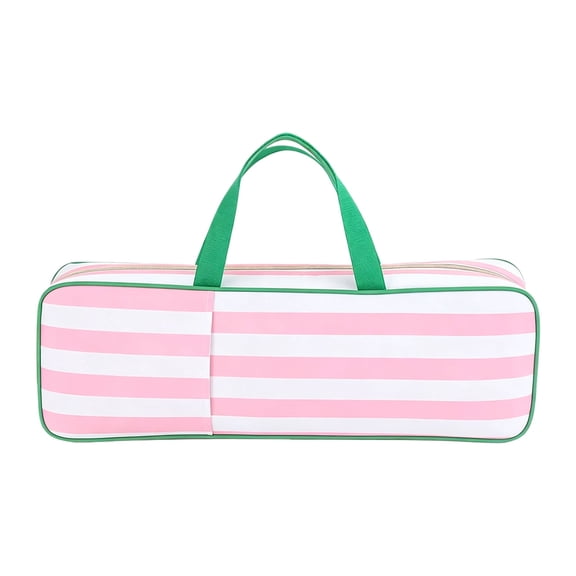 21" Mahjong Rack Storage Bag with Zipper, Mahjong Tile and Rack Carrying Case, with Front Pocket for Dice Scorecards, Portable Travel Mahjong Organizer,Pink