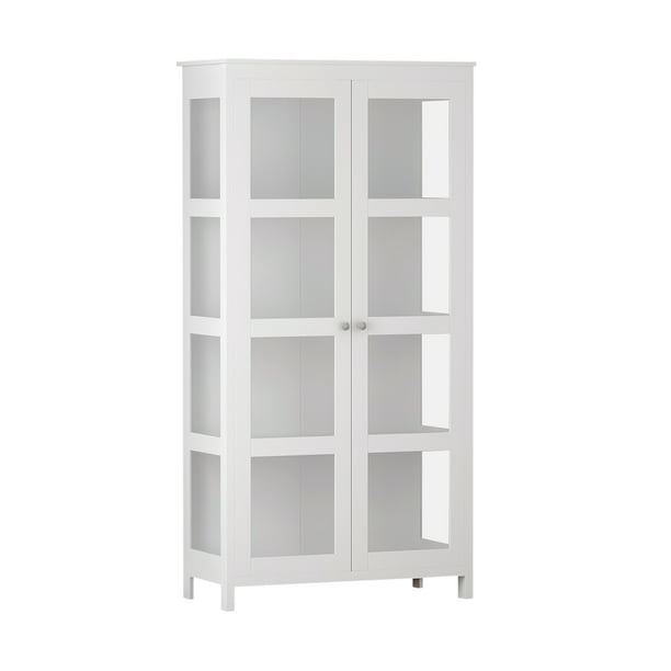 Floor Display Utility Storage Cabinet, Large White Storage Cabinet With Glass Doors