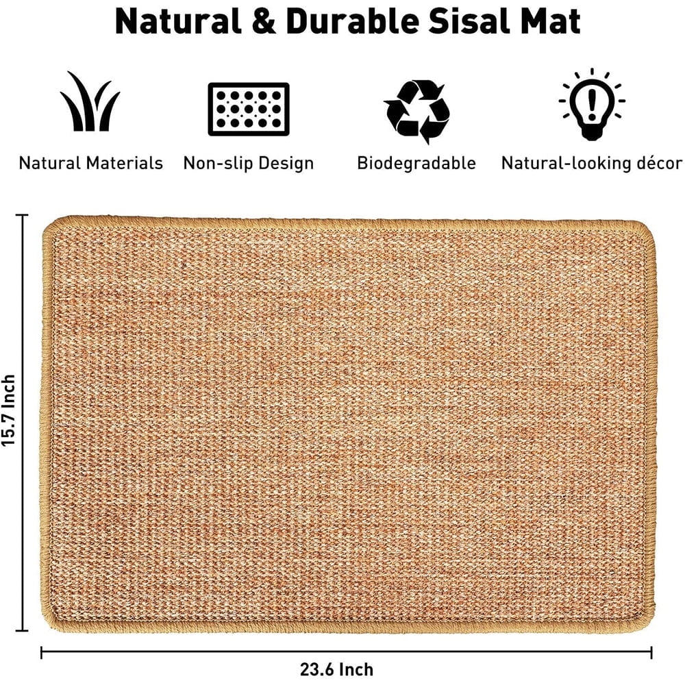 Mictong cat scratch pad, natural sisal pad, non slip cat scratch board, cat scratch toy, protective carpet and sofa, pet floor mat, sleeping mat carpet, brown, 1 piece