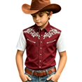 thumbnail image 4 of PRfgtbd Boys 4th of July Shirt Kids Western Cowboy Shirts Printed Short Sleeve Button Down Shirt Holiday Casual Tops For Children Wear 6-7 Years, 4 of 4