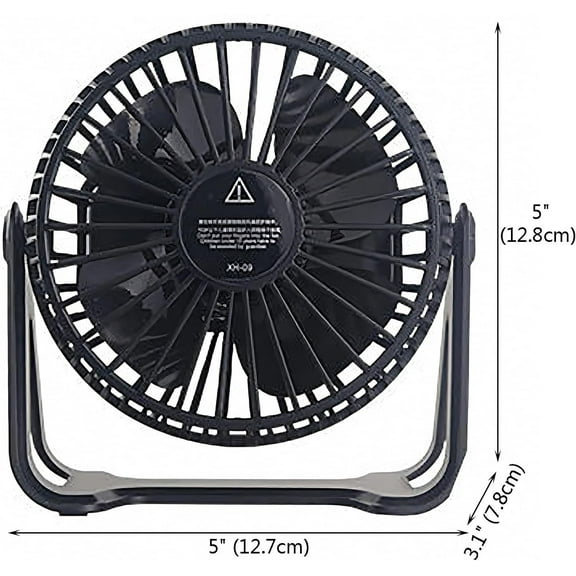 Portable Small Fan with Safety Filter Screen, Ultra Quiet Desktop Fan, 360° Rotation USB Cooling Mini Fan, Personal Cooling, Rechargeable Air Circulator Fan(Black)