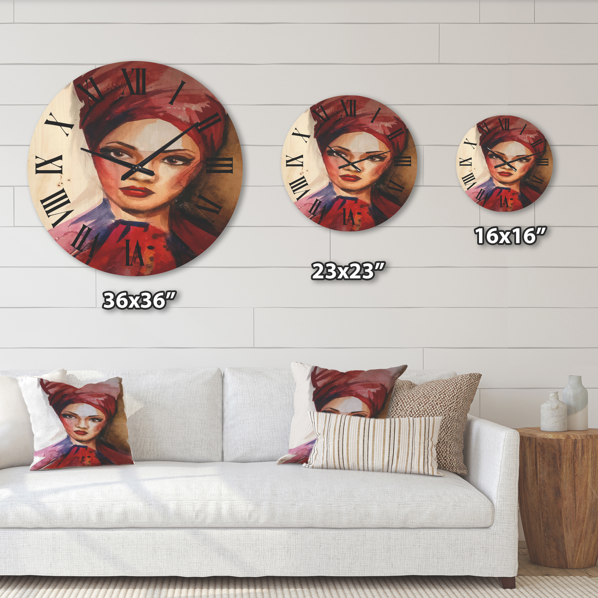 Designart 'Portrait of Young African American Woman I' Modern Wood Wall Clock