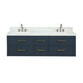 thumbnail image 3 of Castor 60 in W Blue Double Bath Vanity, Carrara Marble Top, and Faucet Set, 3 of 11