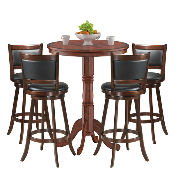 Costway 5pcs Pub Table Set 30 Round, Round Pub Height Table And Chairs