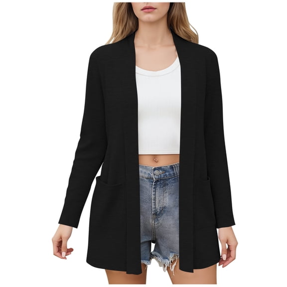 Womens Cardigan Sweaters Solid Color Classic Open Front Jackets Lightweight Breathable Comfy Casual Fall Oversized Trendy Cozy Cute Knit Outerwear