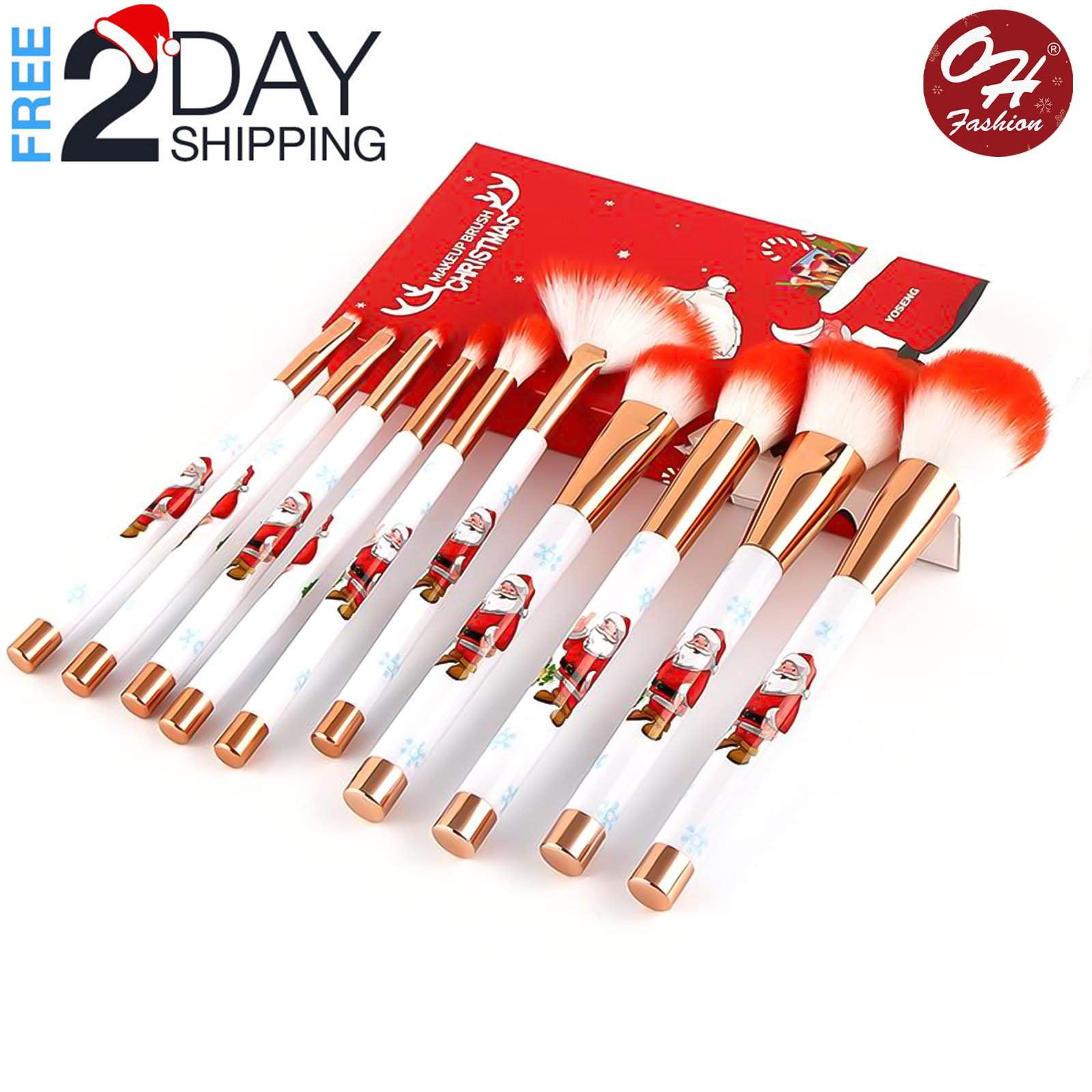 OH Fashion Makeup Brushes Set Santa Baby, 10 PCs 🎄