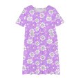 thumbnail image 4 of RXIRUCGD 2025 Summer Clothes for Kids Girl's Flower Print Short Sleeve Stretchy Dress Summer Sleeve Round Neck Dress Dance Skirt for Kids, 4 of 4
