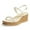 White, variant on FSJ Women Stylish Pearl Round Open Toe Ankle Strap Adjustable Buckle Espadrilles Platform Wedge Low Sandals Casual Bridal Dressy Shoes Size 8 White