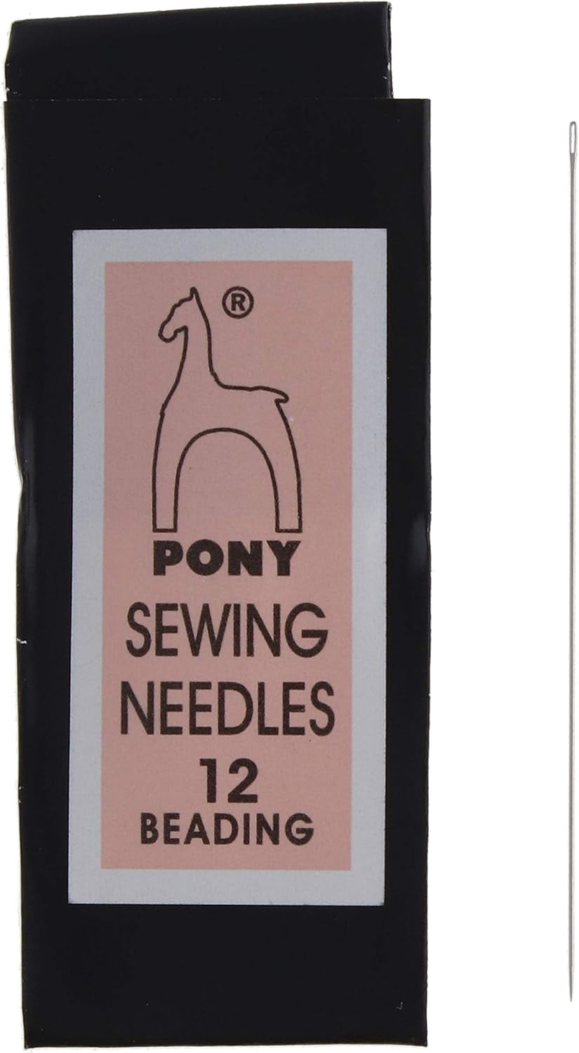 Pony Sewing Needles, Asian Beading Needles, Size 12, Box of 1000, Made in India, Use for fine bead work with seeds beads and sequins.