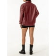 thumbnail image 6 of Women'S Loose Leather Oversized Long Sleeved Lapel Jackets 2025 Fall Fashion Outfits Winter Clothes Wine Red M, 6 of 8