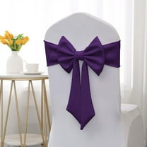 Ties-free Elastic Chair Back Bow Decoration - Thickened Fabric Flower Decor for Hotel Banquets, Weddings, Parties, Easy-to-install Chair Cover Accent to Elevate Event Decor, 9.84*17.72in, Purple