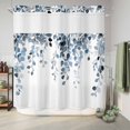 thumbnail image 6 of No Hook Shower Curtain, Blue Eucalyptus Leaves Shower Curtains for Bathroom with See Through Top Window, Summer Farmhouse Botanical Waterproof & Washable Bath Curtain 66"x72", 6 of 9