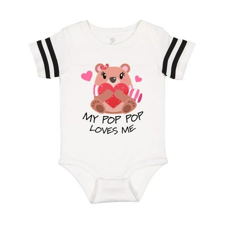 

Inktastic My Pop Pop Loves me- bear and hearts Gift Baby Boy or Baby Girl Bodysuit