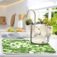 thumbnail image 5 of Flowers in Green Leaves Dish Drying Mat Microfiber Kitchen Pad Large Counter Absorbent Dish Mats Drainer Rack 16"x18", 5 of 7