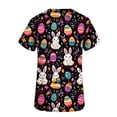 thumbnail image 6 of WHLBF UTTOASFAY Easter Tops for Women Easter Bunny Egg Print Printed Casual V-neck Short Sleeved Printed Pocket Scrubs,Women's Easter Shirts Black XXL, 6 of 6