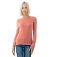 thumbnail image 2 of Simply Fashion Basic Round Crew Neck Long Sleeve T-Shirts - Stretch Cotton Spandex D.Rose-Xlarge, 2 of 4