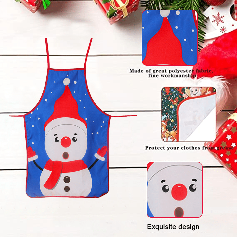 Adults Christmas Apron Christmas Santa Claus ApronPrint Waist Cloth Festival Ornament Cooking Accessories for Women Men (Red Beige, One Size)