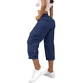 thumbnail image 4 of YanHoo Womens Cargo Capris Elastic Waisted Drawstring Workout Capri Pants Outdoor Hiking Cropped Trousers with Pockets, 4 of 7