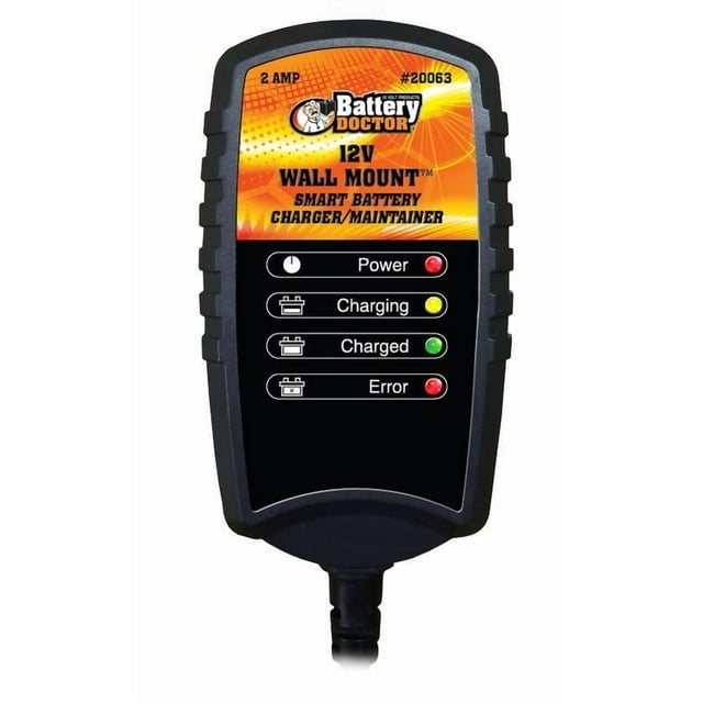 WirthCo Battery Charger 20063 Battery Doc Wall Mount; For 12 Volt Batteries; Automatic Charger And Maintainer; 2 Amp Charging Current; Direct Wall Plug-In Design; Battery Charge Status LED Indicator