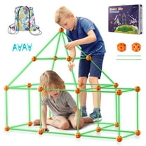 VEVOR Fort Building Kit for Kids,85PCS Glow in The Dark STEM Building Toys, Educational Gift for 4 5 6 7 8 Year Old Boys & Girls, Indoor Outdoor Play Tent Construction Toys with 55 Rods and 30 Balls