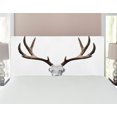 thumbnail image 1 of Antlers Headboard, Deer Skull Skeleton Head Bone Halloween Weathered Hunter Theme Motif, Upholstered Decorative Metal Bed Headboard with Memory Foam, Full Size, Warm Taupe Pale Grey, by Ambesonne, 1 of 4