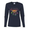 thumbnail image 3 of Colorful Neon Be Brave Dreamcatcher | Dean Russo Art Pop Culture Womens Long Sleeve T-Shirt, Navy, Large, 3 of 6