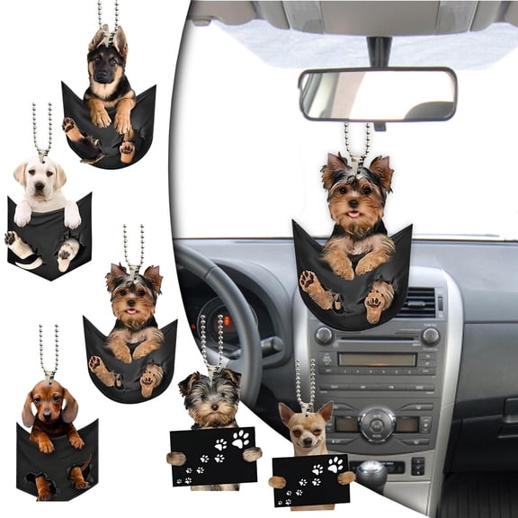 Car Charm, Car Hanging Ornament, Dog Decor, 2X3in2D Puppy, Bag Charm Chain, Key Fob Keychain, Dog Lover Gift, Home Decor, Car Decorations, 1 Pc