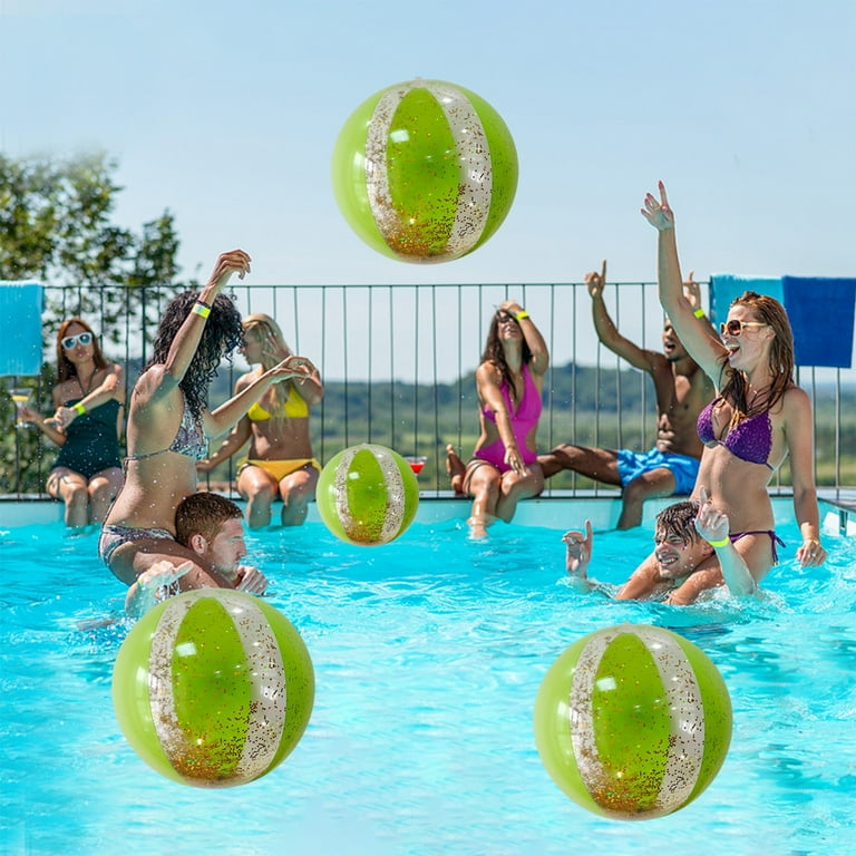 HHBEAUTY Beach Balls, 16 Inch Semi-transparent Glitter Beach Balls