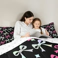 thumbnail image 4 of Homewish Cute Bow Knot Bedding Comforter Set 7pcs for Girls, Glitter Stars Queen Bedding Sets, Colorful Bowtie Queen Sheet Sets, Lightweight Room Decor, 4 of 8