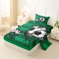 thumbnail image 2 of Castle Fairy Soccer Graffiti Splash Twin Sheets 3pcs, Vintage Geometric Stripes Bedding, Green Black White,1 Fitted Sheet, 1 Flat Sheet and 1 Pillowcase, 2 of 6