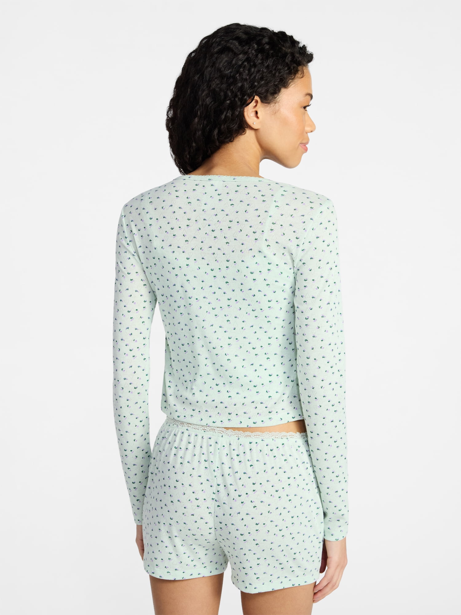 No Boundaries Sleep Pointelle Knit Cardigan, Women’s XXS-3X