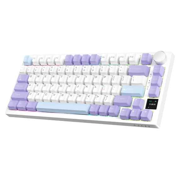 AJAZZ AK820 Pro 75% Wireless Mechanical Keyboard with TFT Smart Display&Knob, Gasket-Mounted Gaming Keyboard, BT/2.4GHz/USB-C Wired (Purple, Flying Fish Switch)
